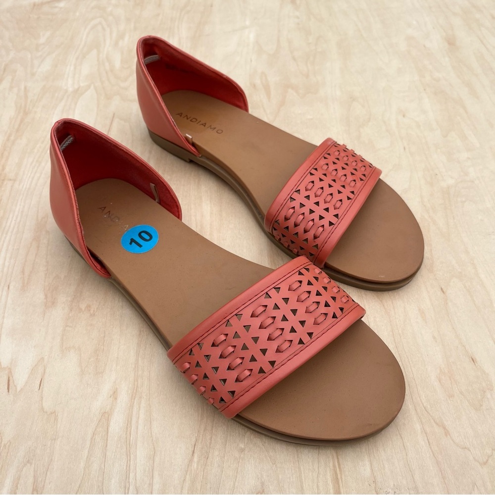 ANDIAMO Abailey Open Toe Slip-On Salmon Sandal Women's Sz 10 Beach Boho Comfort